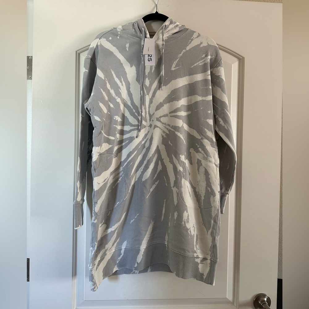 525 America Gray and Cream Tie-Dye Hoodie Dress